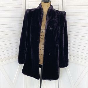 Vintage Avec Tu Faux Fur Coat Purple 10 Overcoat Glam Chunky Retro